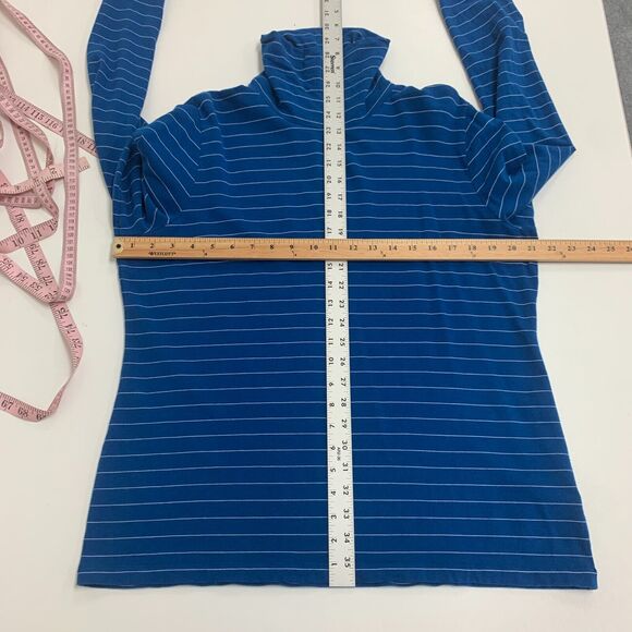 Lands End Shaped Fit Tee XL Extra Large Long Sleeve Stripe Turtleneck Shirt - Picture 6 of 11